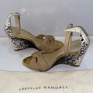 Loeffler Randall heel sandals. Snakeskin wedge heel. Size 8.5.